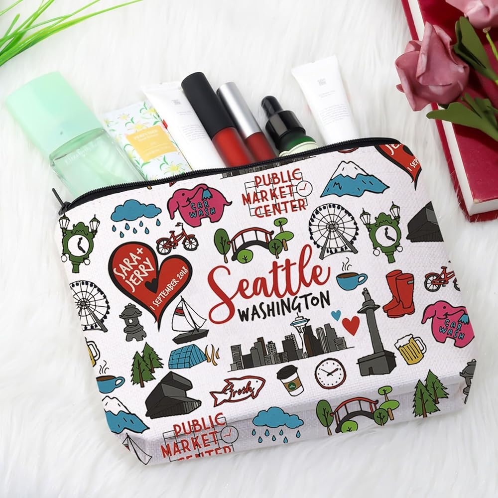 GJTIM women’s Seattle Washington Graphic Makeup Bag